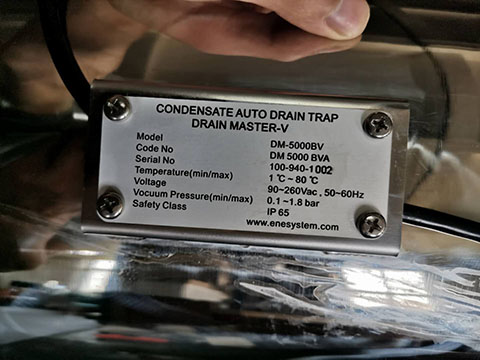 DrainMaster真空系統排水器DM-5000BV的銘牌 DrainMaster真空系統排水器DM-5000BV的銘牌